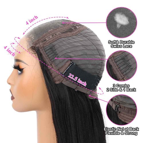 Beauhair 4x4 Lace Front Wigs Human Hair Pre Plucked with Baby Hair 150% Density 22 Inch Body Wave Brazilian Virgin Frontal Human Hair Wigs 4x4 Glueless HD Lace Closure Wig Human Hair for Women