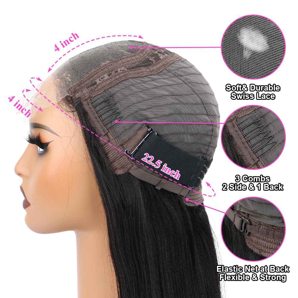 4x4 Lace Front Wigs Human Hair Pre Plucked with Baby Hair 150% Density 20 Inch Body Wave Brazilian Virgin Frontal Human Hair Wigs 4x4 Glueless HD Lace Closure Wig Human Hair for Women