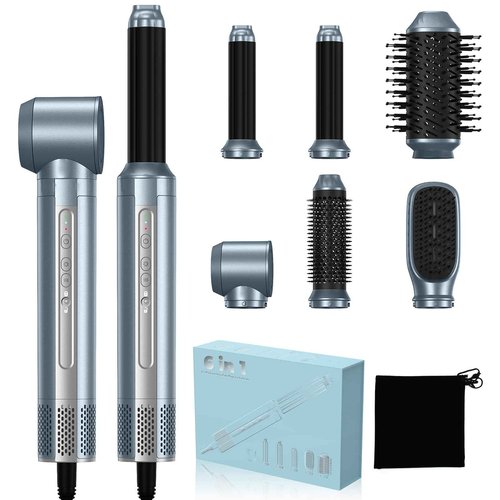 Hair Dryer Brush, Blow Dryer Brush with Attachments,110000 RPM Curly Twist 6 in 1 Air Style, Professional Ionic Hair Styling Tool, Left & Right Air Curler, Volumizer