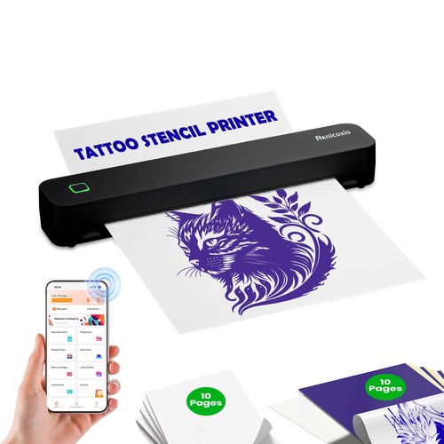 Tattoo Stencil Printer, Bluetooth Tattoo Printer with Super Slime Design,Portable Tattoo Machine, Compatible with Android, iOS, Windows, MacOS, Support Mobile & PC