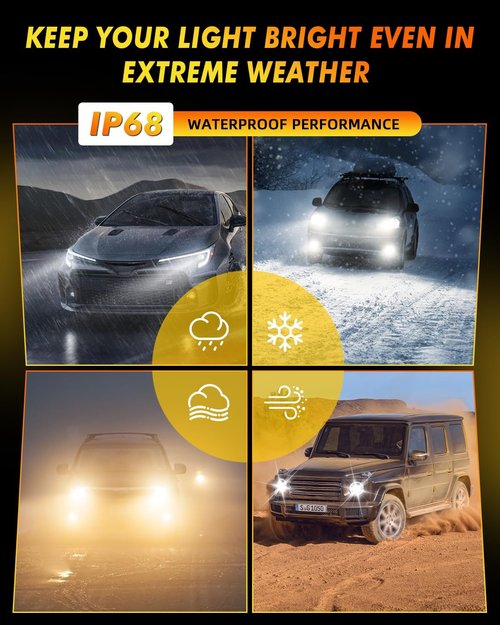Termitor H11/H8/H9 & 9005/HB3 Light Bulbs Combo, 60,000LM 900% Ultra-Bright, 360° Adjustable Quick Install, Real 1:1 Halogen Size, 6500K Cool White H11 9005 Driving Lights, Plug N Play, Pack of 4
