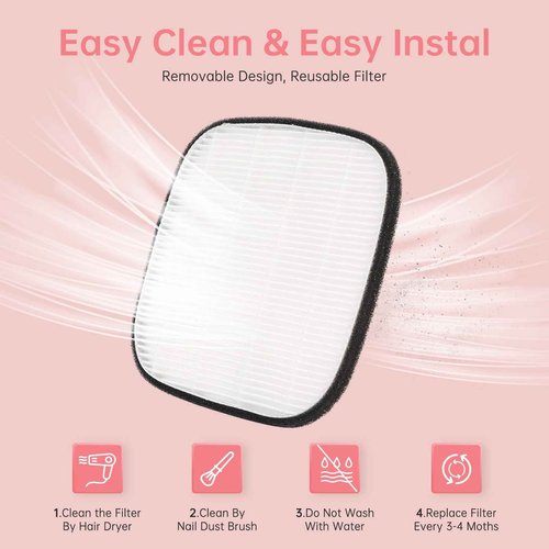CHRISTINE SHELLY Nail Dust Collector, Cordless Dust Collector Nail Tech, Compact Powerful 6000RPM Nail Vacuum Fan Rechargeable Dust Extractor for Acrylic Gel Polish Manicure Pedicure for Home, Pink