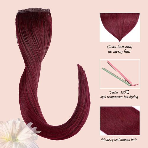 Halo Hair Extensions Real Human Hair - Straight&Invisible Red Halo Extensions Human Hair 20inch 100g