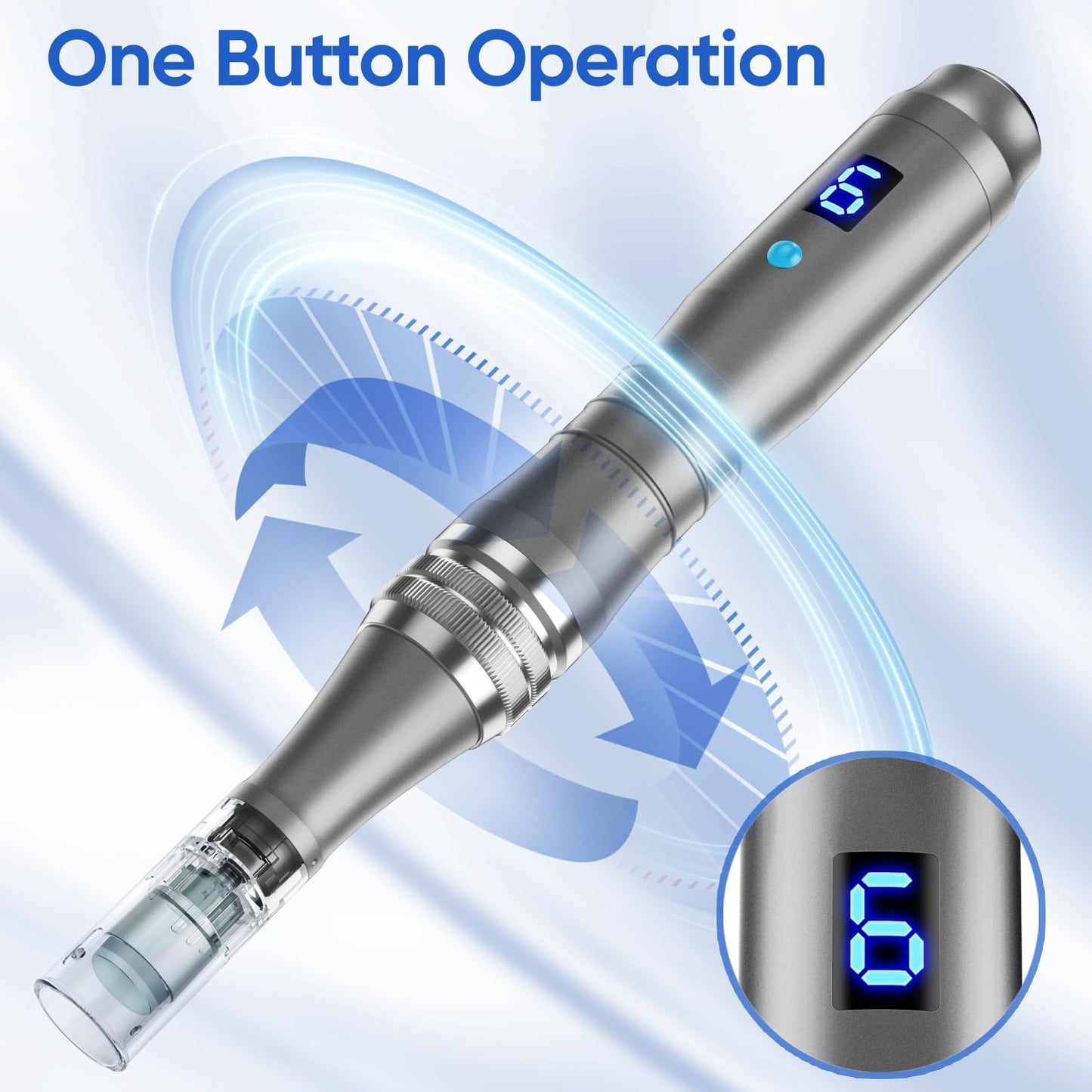 Microneedling Stamp Pen, Derma Stamp Pen, 0.25mm DermaStamp System, Derma Roller Alternative, Microneedle Micro Needle Skin Care Tool for Men Women Home Use