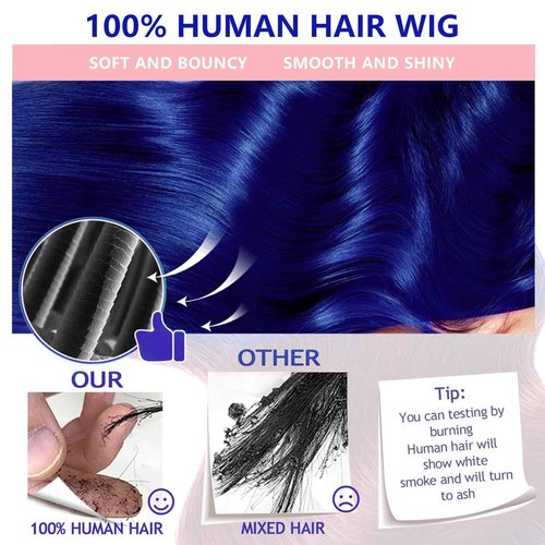 GUIGUZIN Blue Wear and Go Glueless Wigs Human Hair Pre Cut 9x6 Blue Body Wave HD Lace Front Wig Pre Plucked Colored Lace Closure Wigs for Women 22 Inch 180 Density