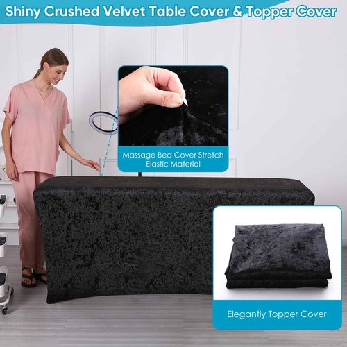 Shiny Curvy Lash Bed Foam Topper and Table Cover Set, High Density Foam Soft Support Neck Leg Back, Contour Design for Body Massage Table Topper