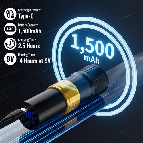 Wormhole Tattoo Wireless Tattoo Gun Kit with 1/2 OZ Xtreme Tattoo Ink 1,500 mAh Capacity Battery, 20PCS Tattoo Needles, Complete Tattoo Machine Kit Wireless Tattoo Pen for Tattooists WTK383