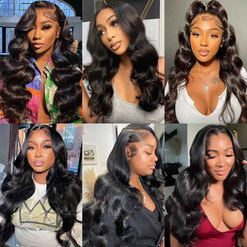 VILSAI Body Wave Human Hair Bundles with Closure (20 22 24+18) 2x6 HD Lace Closure with Bundles 10A Grade Unprocessed Brazilian Virgin Human Hair Natural Black Color