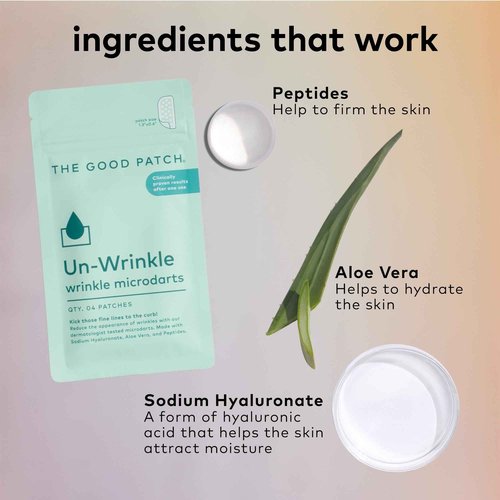 The Good Patch Un-Wrinkle Microdart Anti Wrinkle Patches for Crow’s Feet and Between Eyes, Made with Sodium Hyaluronate, Aloe Vera, Peptides, Clinically Proven (16 Total Microdart Patches)