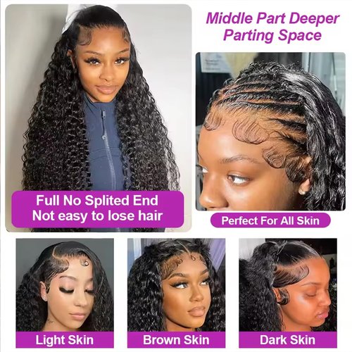 VIPbeauty 200% Density 13x6 Deep Wave Lace Front Wigs Human Hair 13x6 HD Transparent Water Wave Lace Front Wigs for Women Pre Plucked with Baby Hair 18inch