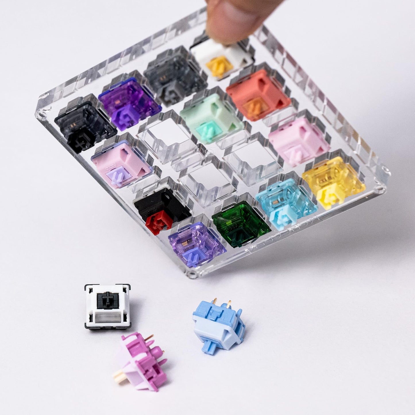 Akko 16-Key Switch Tester Mechanical Keyboards Acrylic Testing Tool Mechanical Keyboard Switches with Dust-Proof Cover