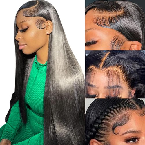 miniask 26 Inch HD Transparent 13x4 Straight Lace Front Wigs Human Hair 180 Density Frontal Wigs Human Hair HD Lace Pre Plucked Closure Wigs for Women