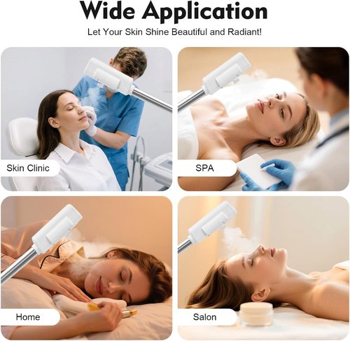 Professional Facial Steamer, Hot Mist Spray & Ozone, LCD Touch Screen & Timer Function, 600CC Large Capcity Water Jag, SPA at Home, White