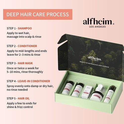 Alfheim Argan Hair Care Set | Argan Oil Shampoo, Conditioner, Hair Mask, Leave-In & Hair Oil | Frizz Control & Repair | Moisturizing & Strengthening | Sulfate-Free, Color-Safe | Holiday Gift for you