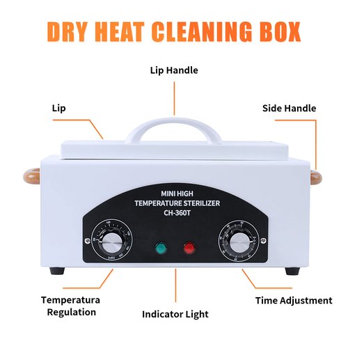 SULLMAR Nail Tool Sterilizers High Temperature Dry Box Timer Clean Box Heat Dry Box Nail Tool Dry Heat Clean，Manicure Salon Hairdressing Tool Equipment,Clean for Tweezers, Other Metal Equipment