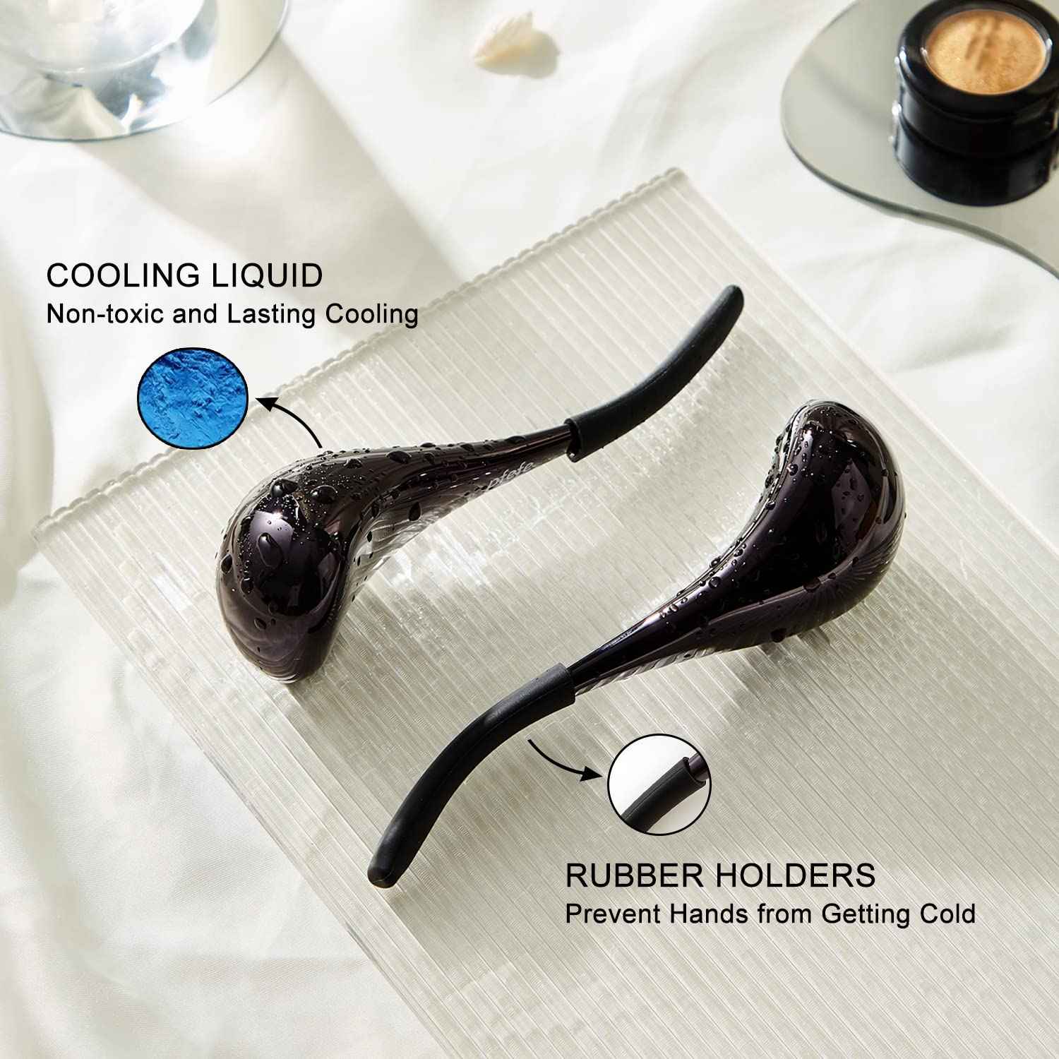 Pfefe Cryo Sticks for Face, Ice Globes Cryo Globes for Facials, Esthetician Supplies Gifts, Unbreakable Stainless Steel Ice Roller Cooling Spa Balls with Storage Case