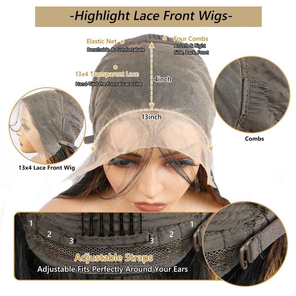 IFTIME Highlight Ombre Lace Front Wig Human Hair 180 density 22 inch straight wigs human hair 13x4 lace front wigs human hair wigs for black women