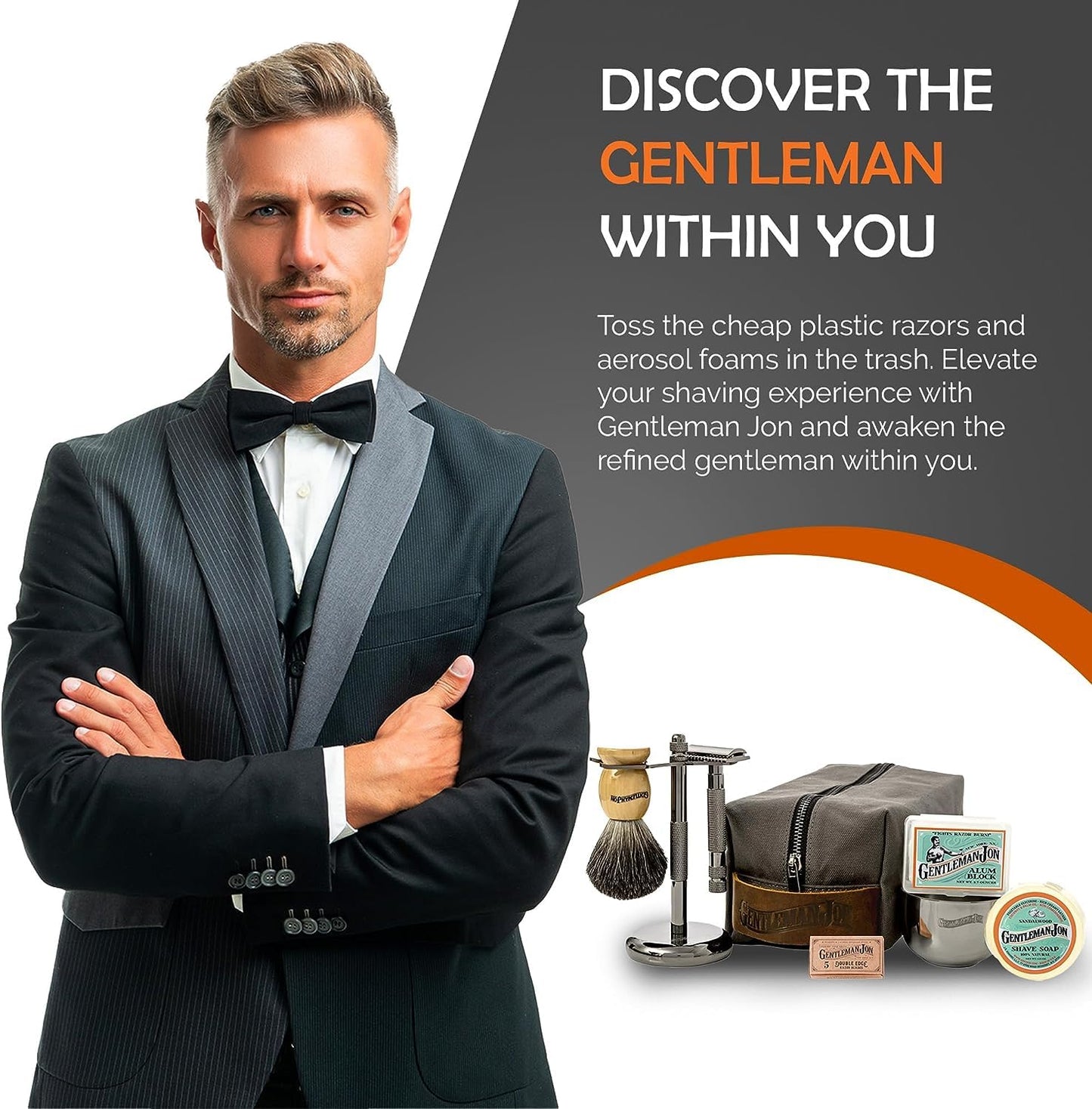 Gentleman Jon Supreme Shaving Collection - Deluxe Safety Razor Shaving Kit & Extra 50-Pack Platinum Double Edge Razor Blades - Extensive Wet Shave Set for Men - Superior Comfort and Smooth Shaves