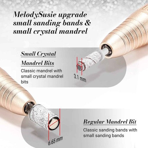 MelodySusie Professional Nail Drill 30000RPM with 50 Pcs Small Sanding Bands and 60 Pcs Replacement Sandpaper Discs
