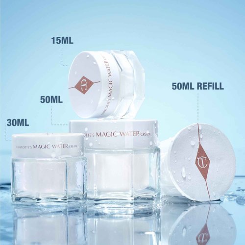 Charlotte Tilbury Magic Water Face Cream Refill - Lightweight, Dewy Gel Moisturizer for Sensitive Skin - Infused with Niacinamide & Biopeptide Complex to Help Improve Appearance of Fine Lines (50ml)