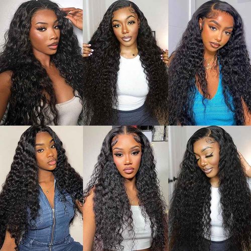 LAPIALA 28 Inch 13x6 Deep Wave Lace Front Wig Human Hair Deep HD Lace Frontal Wigs for Women 200% Density Deep Curly Glueless Wigs with Baby Hair