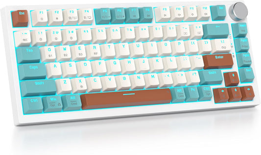 75% Wireless Creamy Mechanical Keyboard, Hot Swappable Custom Keyboard, RGB Backlit Gasket Gaming Keyboard, 2.4G/BT5.0/USB-C Mechanical Gaming Keyboard, Pre-lubed Linear Gray Cream Switches