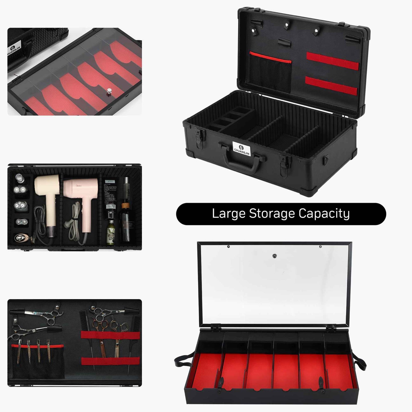 Large Barber Carrying Case, Hairdresser Tool Box Organizer Traveling Case, Portable Travel Barber Suitcase for Hair Stylist Pet Groomer Beauty Salon Makeup Artist