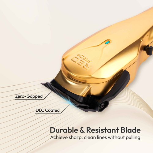 RED Pro Professional Cordless Hair Clipper for Men, Electric Rechargeable Hair Clipper Set for Barbers and Stylists with Up to 150 Minutes Battery Life, 6 Clippers Guide Included (Matte Gold)