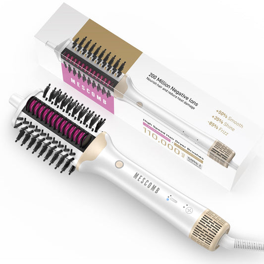 4-in-1 Hair Dryer Brush - Dual Mode Blow Dryer Brush & Ionic Heated Comb, Fast Heating Hot Air Straightener for Smooth