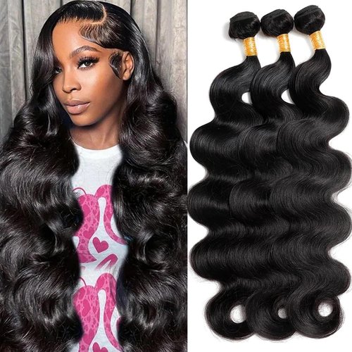 Rumdiku 12A Human Hair Bundles 20 20 20 Inch Body Wave 100% Unprocessed Brazilian Virgin 3 Bundles Double Weft Body Wave Natural Black