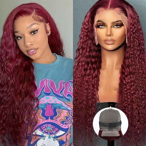 DULTEV Burgundy Lace Front Wigs Human Hair 99J 13x4 HD Deep Wave Lace Front Wigs Human Hair Pre Plucked Colored Wine Red Wig Glueless With Baby Hair Wigs For Women
