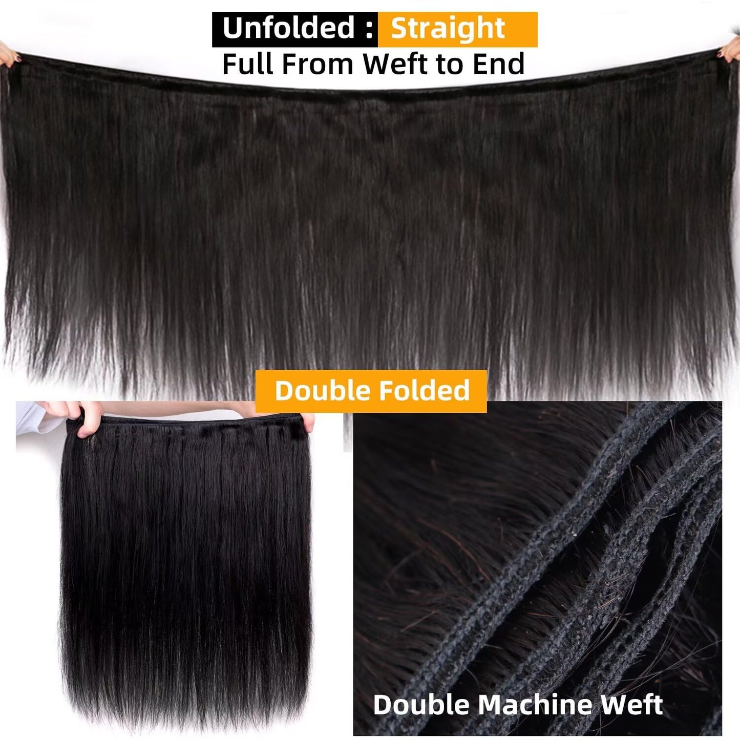 15A RAW Virgin Human Hair Bundle 100% Unprocessed Brazilian Straight Human Hair Extensions Weave Bundles NO.1 Quality One Direction Cuticles Raw Hair Extension Can Be Dyed Bleached Thick Ends 28 Inch