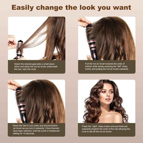 Automatic Curling Comb, inch Ceramic, Ionic The hot Rounding Brush smooths Your Hair and Helps You Look Better Take Care of Your own Makeup, Constant Temperature 2-in-1 (Rose Gold)