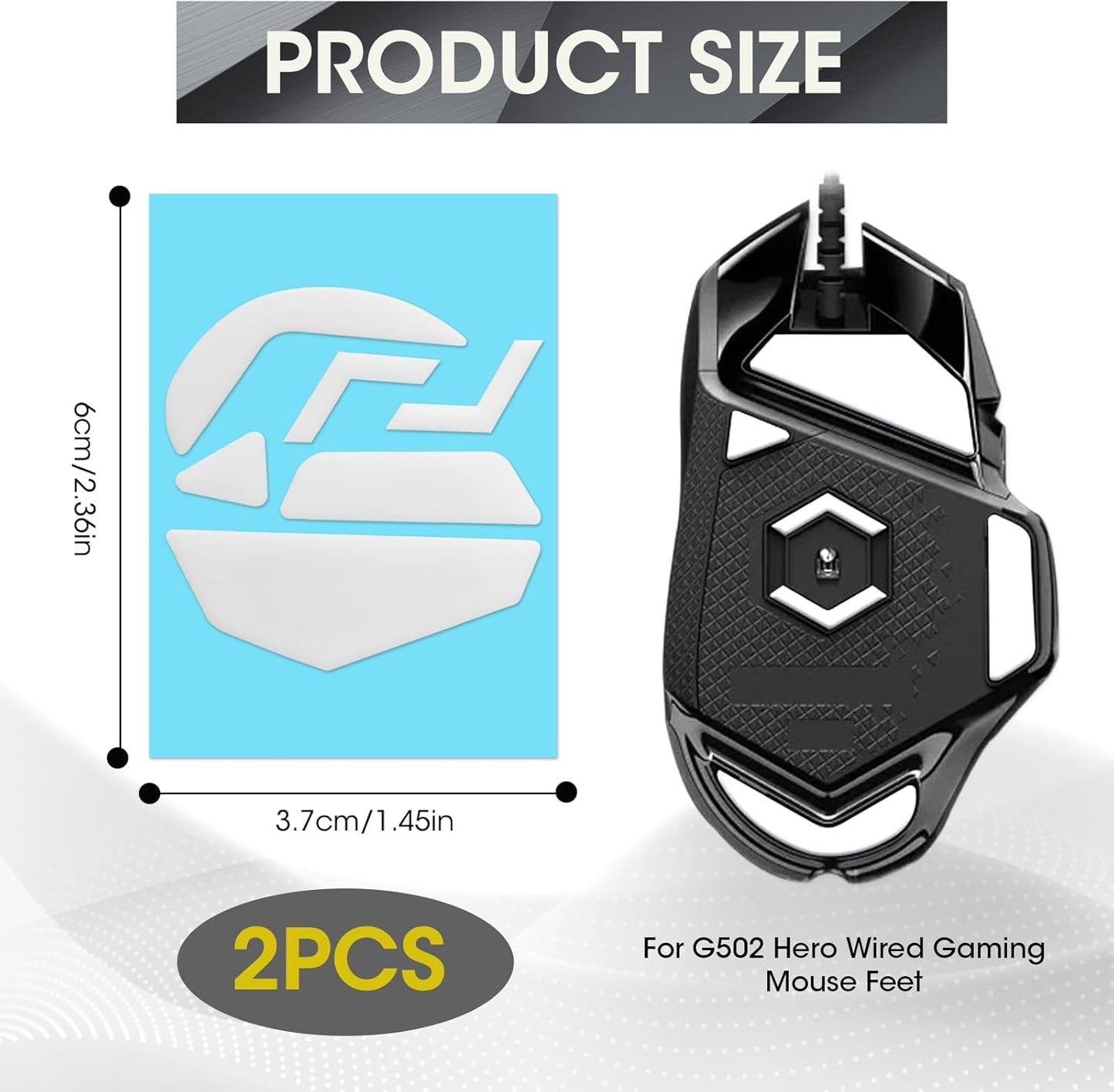 2 Pack Mouse Feet Sliding Stickers, Wear-Resistant Smooth Mice Glass Skates Pad (Glide Mice Skates, White PTFE) (6&7mm Universal Mouse Feet)