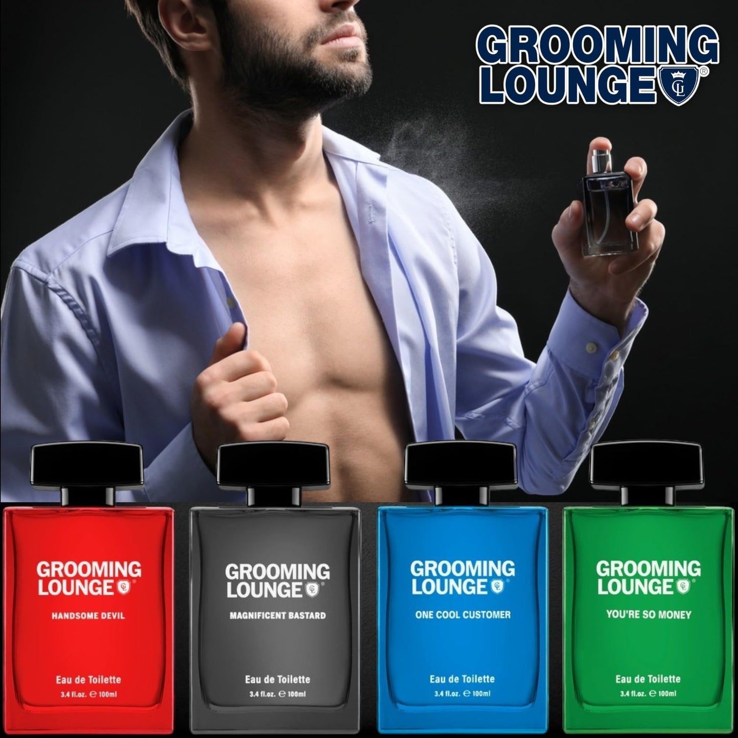 Grooming Lounge Men's Fagrances Eau de Best Perfume for Men - For Warm and Mischievous Mens Fragrances - So Handsome Devil Perfumes Women, Men & Unisex 3.4 oz (One Cool Customer)