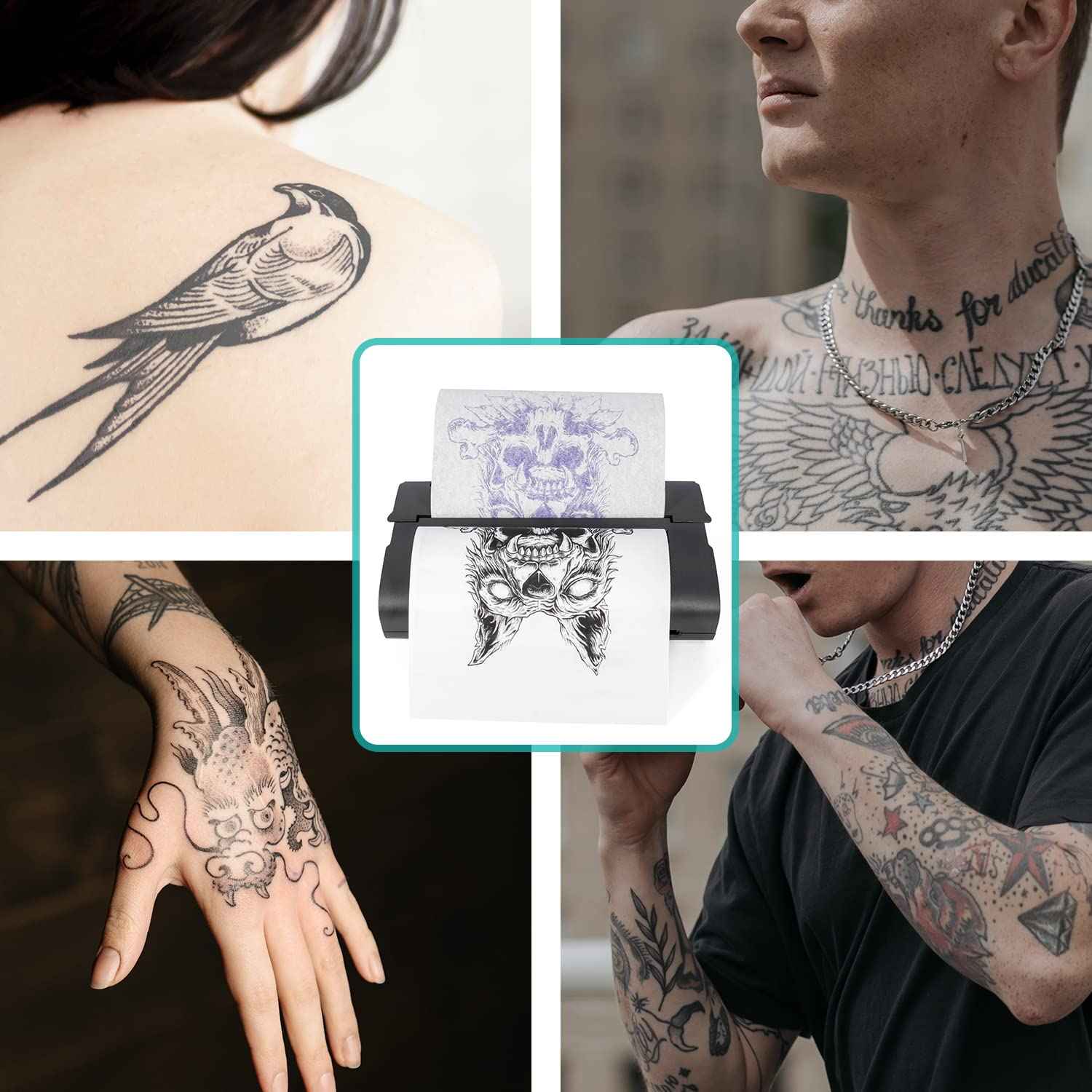 LifeBasis Tattoo Transfer Stencil Machine Thermal Copier Kit Tattoo Printer with 20pcs Tattoo Stencil Transfer Paper for Men Women, Upgraded Version MT200
