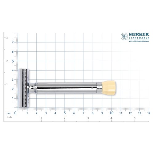 MERKUR Progress 510 Adjustable Double Edge Safety Razor - Long Handle Adjustable Razor With Dial Made in Germany Plastic-Free Closed Comb Straight Bar