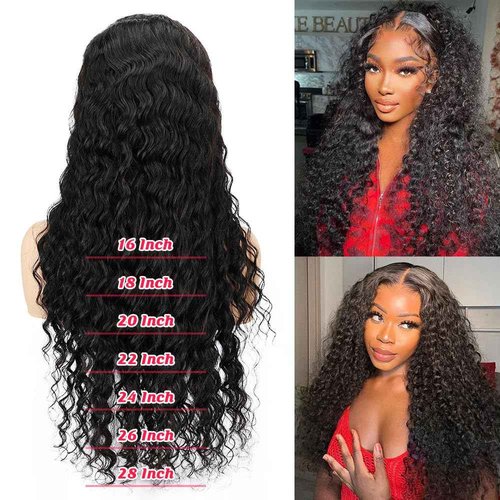 SOSATISFY Deep Wave Lace Front Wigs Human Hair 4x4 HD Transparent Lace Closure Wigs Glueless 180% Density Wigs for Black Women Pre Plucked with Baby Hair (26 inch)