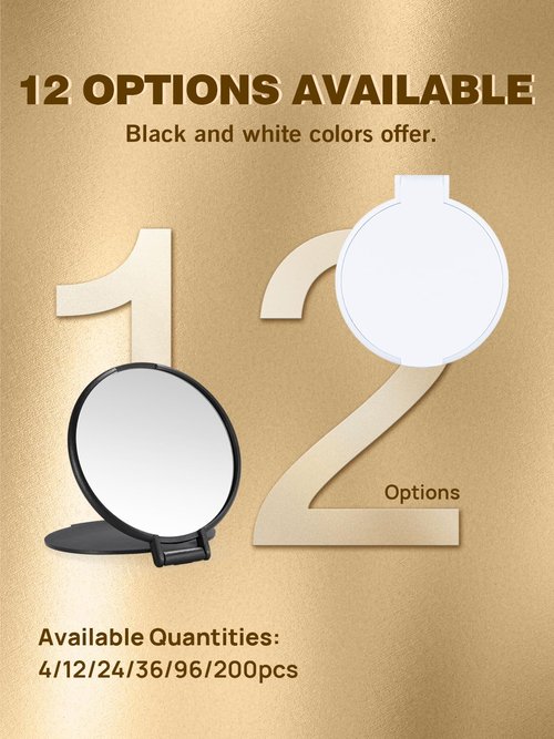 Qislee Compact Mirror Bulk, Round Makeup Mirror for Purse, Set of 200 (White)