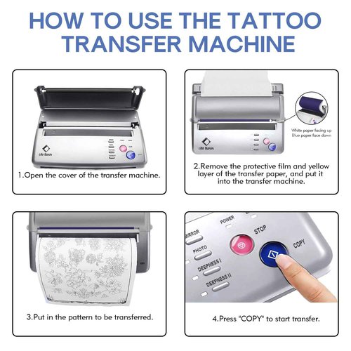 LifeBasis Tattoo Stencil Transfer Machine Professional Thermal Stencil Printer for Men and Women with 20pcs Tattoo Stencil Transfer Paper Silver