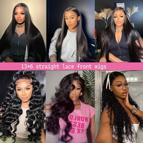 Oiosir 22 Inch Lace Front Wigs Human Hair 200 Density 13x6 HD Lace Front Wigs Human Hair Pre Plucked Glueless Wigs Human Hair for Women Straight Lace Frontal Wigs Natural Color (Natual Black, 22)