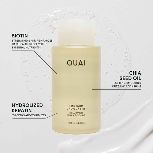 OUAI Fine Shampoo + Refill Bundle - Volumizing Shampoo with Keratin, Biotin & Chia Seed Oil for Fine Hair - Delivers Clean, Weightless Body - Sulfate Free Hair Care (2 Count, 10 Oz/32 Oz)