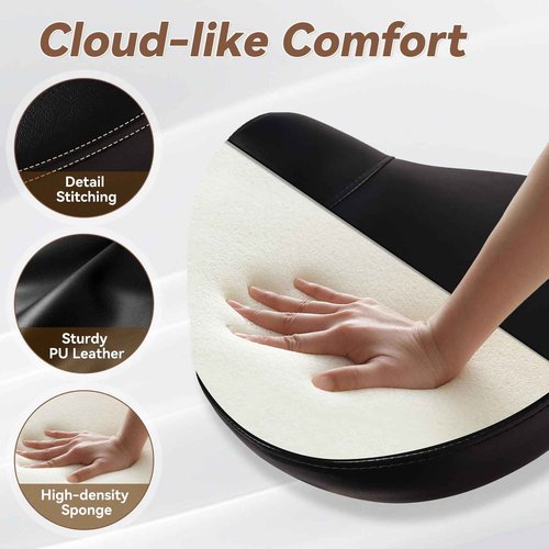 Saddle Stool with Wheels Ergonomic - Thick Wide Saddle Cushion, Healthy Posture No Pain, Easy to Adjust, Smooth Rolling No Creaky Noises, Rolling Swivel Saddle Stool Chair for Salon Massage (Black)