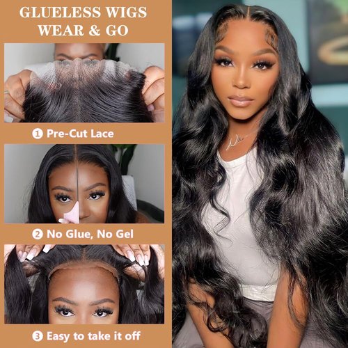 BELIANA 5x5 Hd Lace Closure Glueless Wigs Human Hair Pre Plucked Pre Cut Reay to Wear and Go 100% Raw Human Hair Body Wave Glueless Closure Wig for Women Human Hair Natural Color 20 Inch
