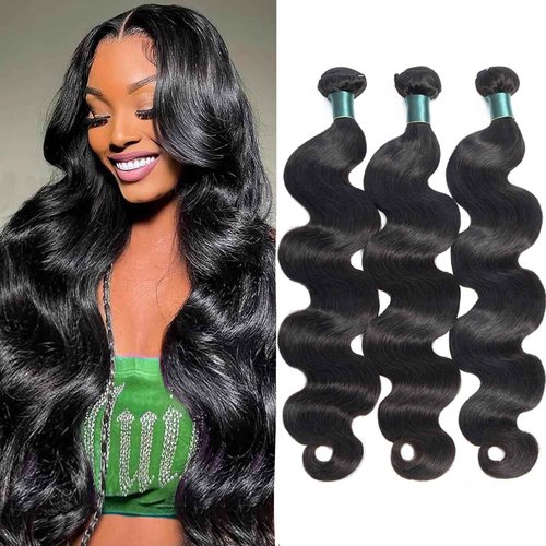 Superfect Human Hair Bundles 20 22 24 Inch Body Wave Bundles Human Hair 12A 100% Unprocessed Brazilian Virgin Hair Weave 3 Bundle Natural Black Color (20 22 24 Body Wave)