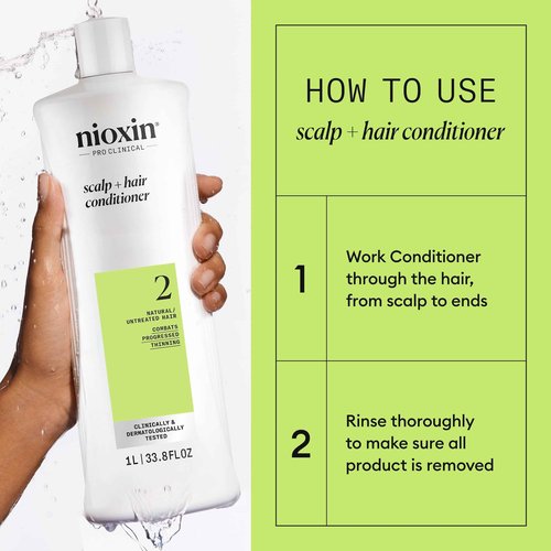 Nioxin System 2 Shampoo & Conditioner Prepack | For Natural or Untreated Hair with Progressed Thinning | With Niacinamide and Biotin | Pumps Included | 33.8 Fl oz.
