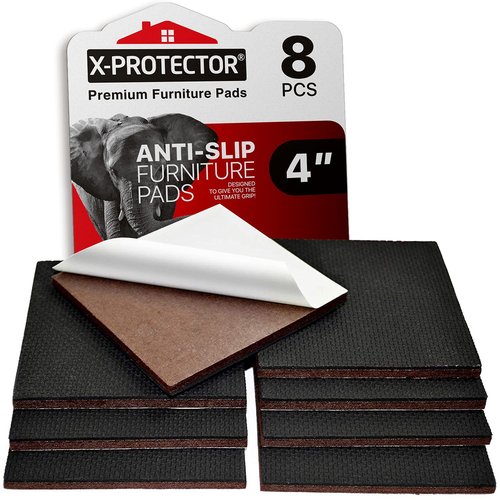 X-PROTECTOR Non Slip Furniture Pads - 8 pcs Premium Furniture Grippers 4"! Self-Adhesive Rubber Feet Furniture Feet - Ideal Non Skid Furniture Pad Floor Protectors - Keep Furniture in Place!