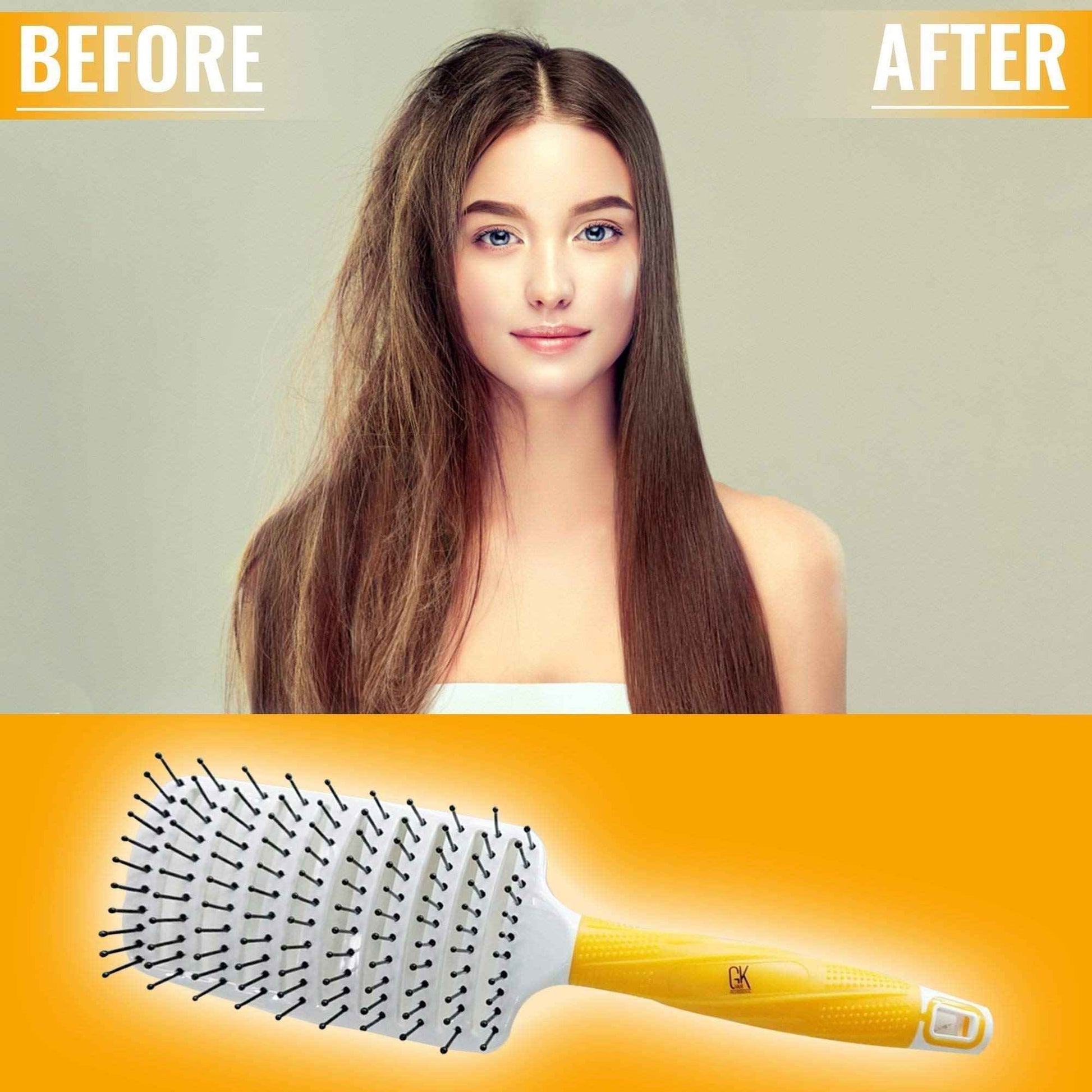 GK Hair Titanium Flat Iron D700 & Vented Brush Set – 360° Swivel, Auto Shutoff, Wet & Dry Straightener with 2.5inch Vent Brush for All Hair Types