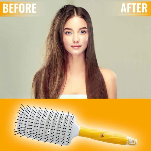 Global Keratin GK Hair Moisturizing Shampoo and Conditioner Set 300ml I Organic Argan Oil Hair Serum 50ml For Frizz Control Dry Damage Hair Repair I Vent Brush (2.5 Inch) Rubber Handle