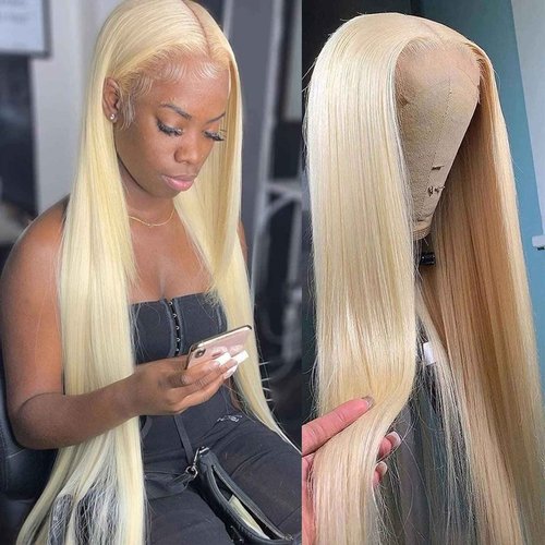Lemoda Outlet Deals 613 13x5 Lace Front Wig Human Hair 200 Density Straight 613 Blonde Wig Human Hair Pre Plucked Natural Hairline 13x5 HD Transparent Lace Front Wigs for Women 20 inch